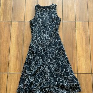 Ralph Lauren Black and White Floral Midi Dress